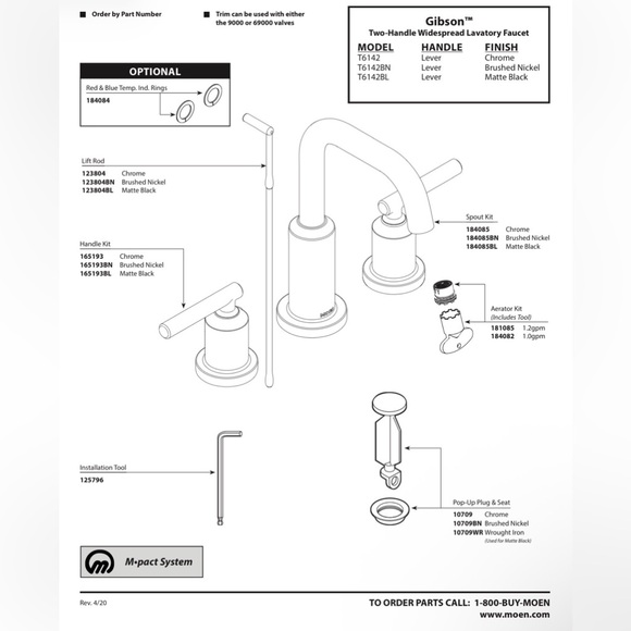 Moen Gibson Matte Black Widespread Bathroom Faucet - Modern 3-Piece Set - Picture 2 of 8